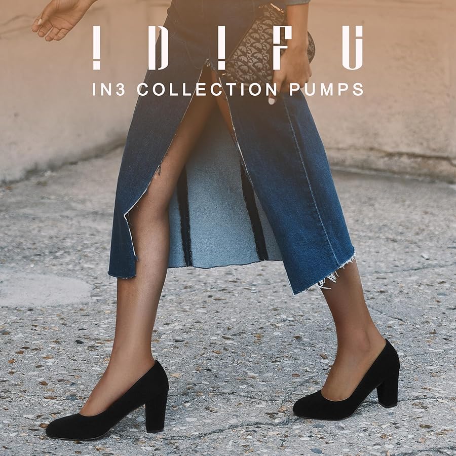 Amazon.com | IDIFU Women's Sherry Dress Low Block Chunky